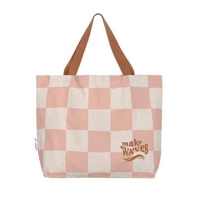 Beach Shopper - Ruitjespatroon, perzik zeezout