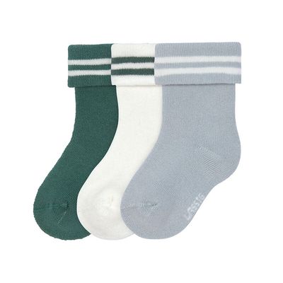Terry Socks GOTS (3 pcs) -  Stripes dark blue light blue
