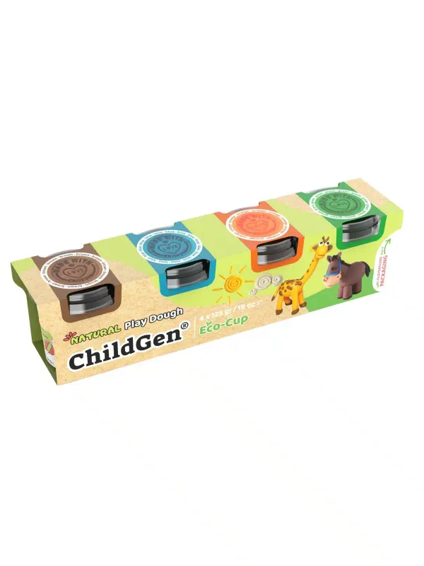 PLAY DOUGH ECOCUP 4 PCS – BR-BL-Gr-OR