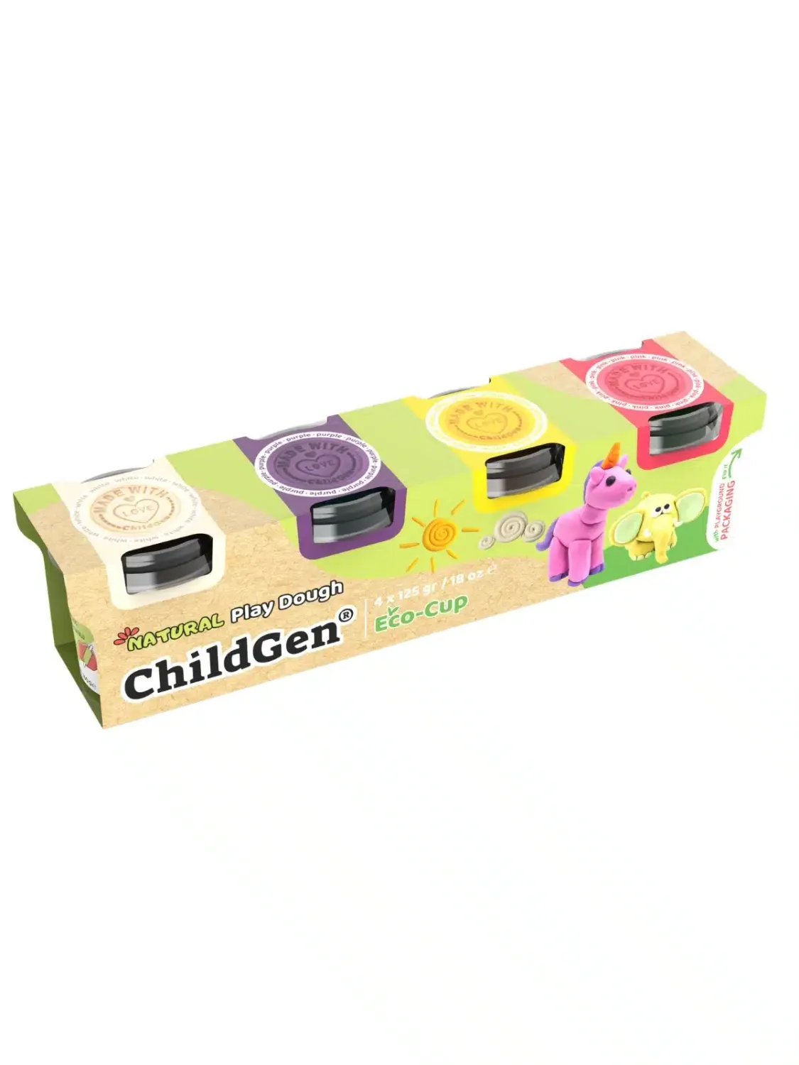 PLAY DOUGH ECOCUP 4 PCS -WH-PI-PU-YE PLAY DOUGH ECOCUP 4 PCS -WH-PI-PU-YE