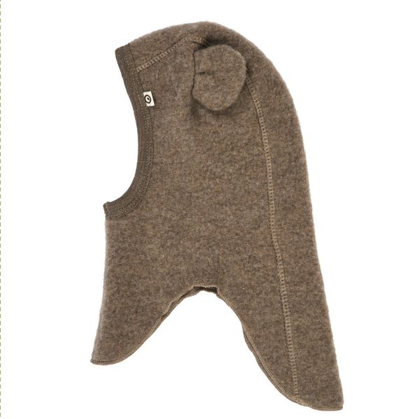 Warme wollen fleece bivakmuts voor baby’s met berenoortjes – wintermuts walnutkleur.