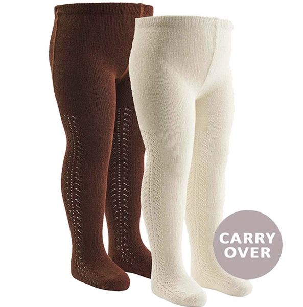 2-pack babykousenbroeken met kantmotief – schorsbruin en balsemcrème – GOTS biologisch katoen
