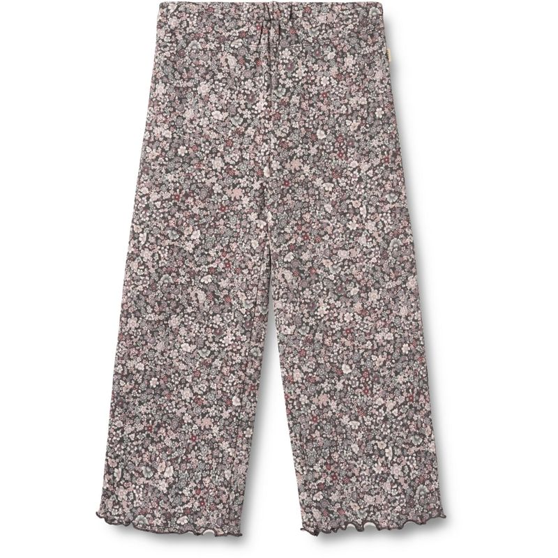 Kinderbroek met wijde pijpen, verstelbare elastiek in de taille, biologisch katoen, Wheat print