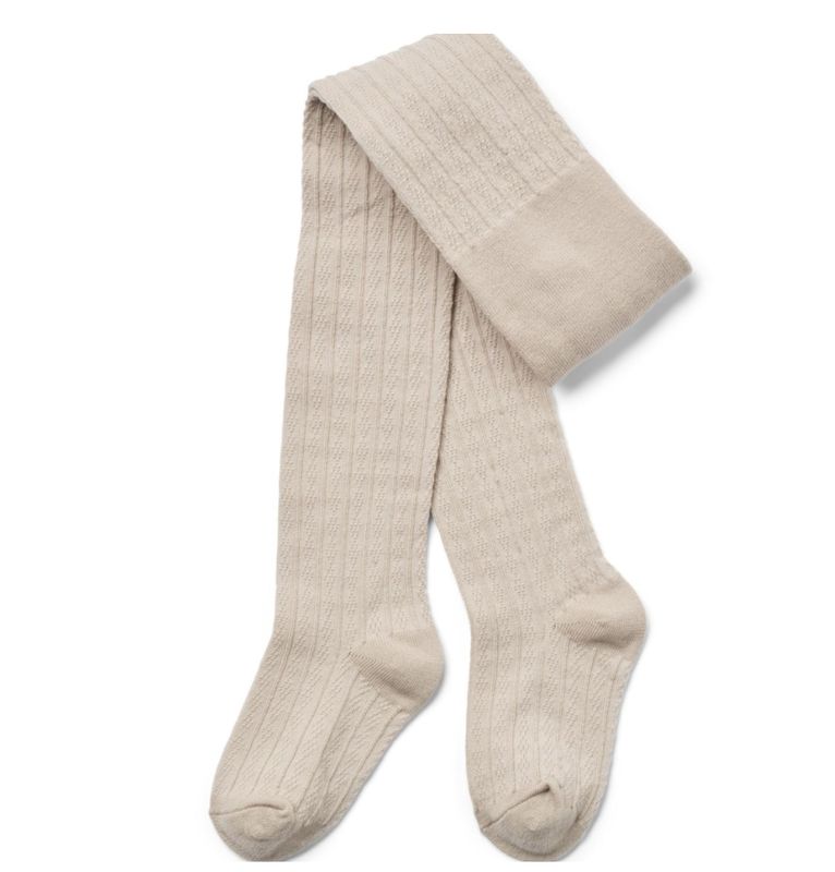 Kanten kinderpanty, wolmix, delicate kantdetails, versterkte teen en hiel, Wheat