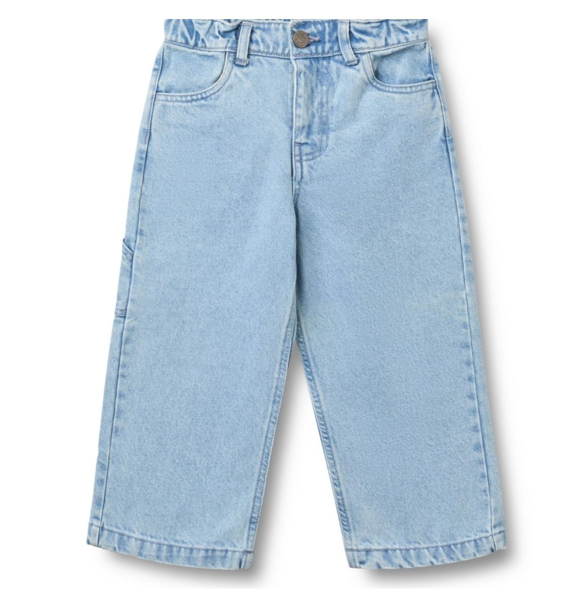 Kinder spijkerbroek, biologisch katoen, losse pasvorm, verstelbare taille, zij- en achterzakken, Wheat