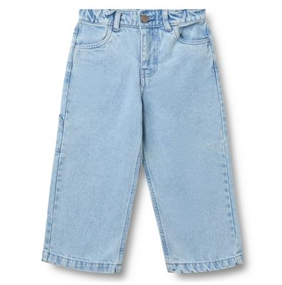 Kinder spijkerbroek, biologisch katoen, losse pasvorm, verstelbare taille, zij- en achterzakken, Wheat