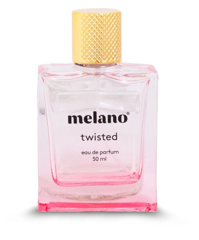 Melano Twisted parfum in een luxe roze flesje van 50 ml met bloemige en fruitige geur