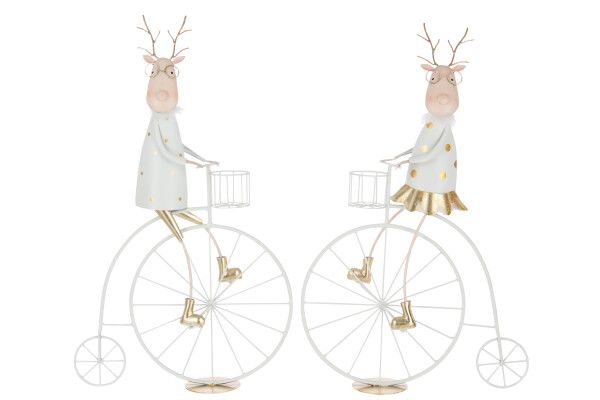 Rendier Bike ijzer Goudkleurig/Wit
