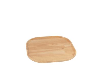 Decoratief plateau van naturel rubberhout, 29 × 30 cm. Stijlvol en veelzijdig voor het presenteren van decoraties.