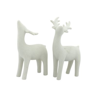 Twee witte porseleinen decoratieve herten.