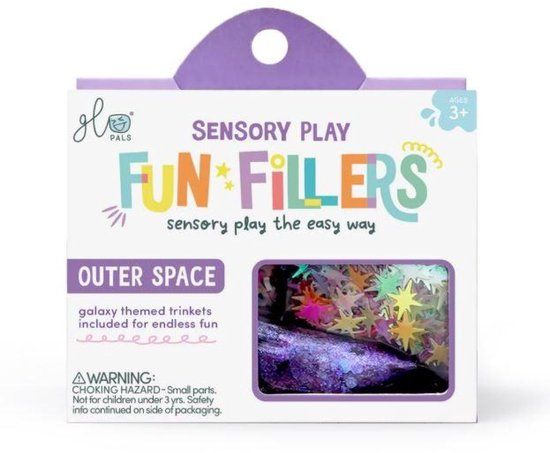 “Fun Fillers van Glo Pals met thematische accessoires voor creatieve sensorische speelactiviteiten.”