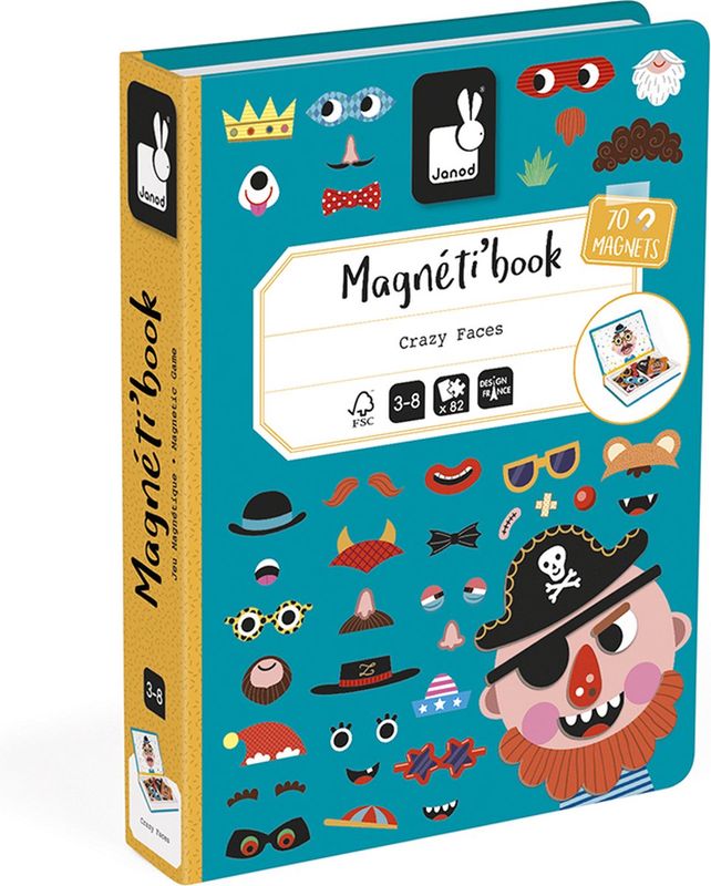 Gekke gezichten jongens magneetboek, 70 magneten