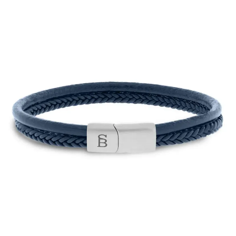 Denby Leren Armband Blauw