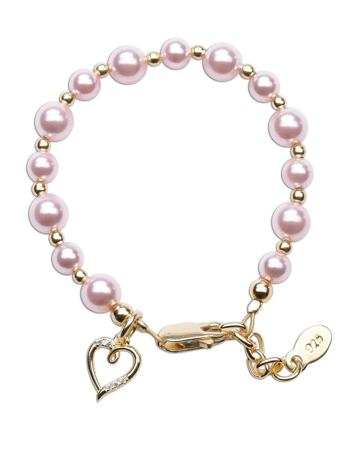 14-karaats vergulde roze parel hart armband