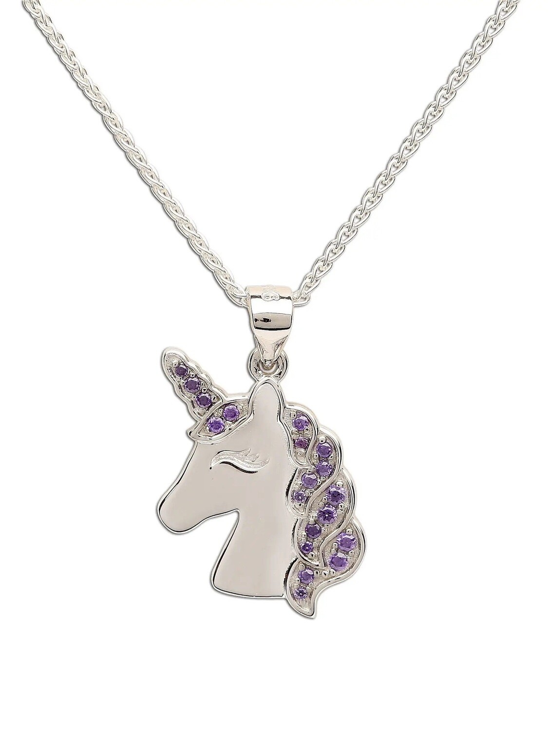 Sterling zilveren meisjes Unicorn Lavender ketting