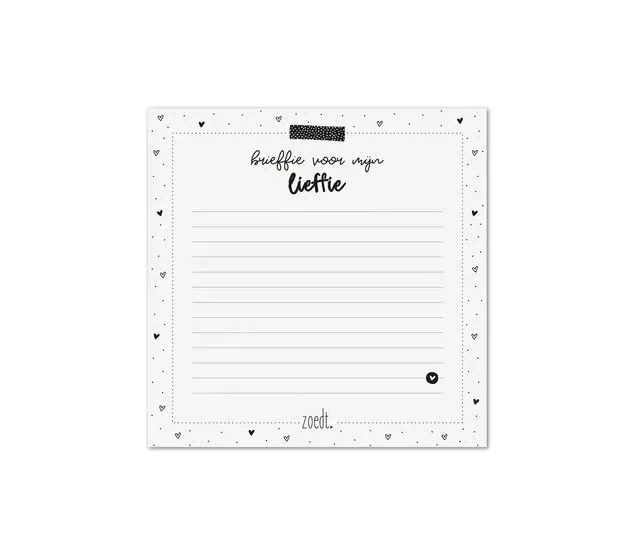 Notitieblok 'Brieffie voor mijn lieffie' |145x145mm