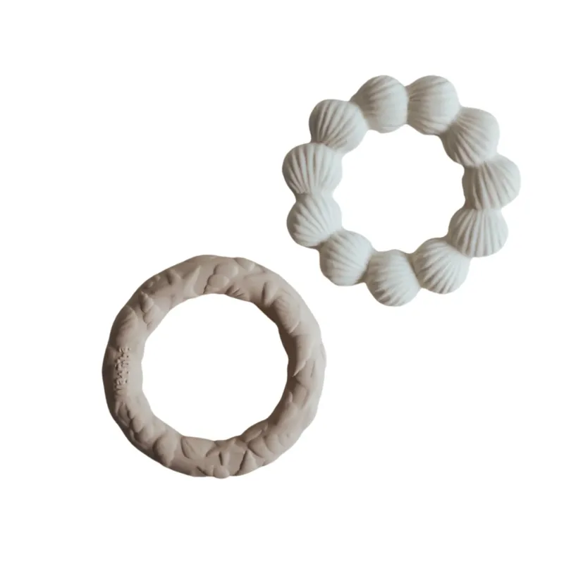 Bijtring 2-pack schelp en oceaanring - Mix