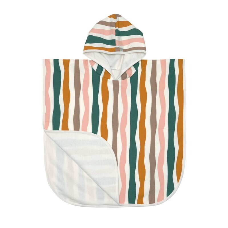 UV-Badponcho kinderen-Golven roze/wit