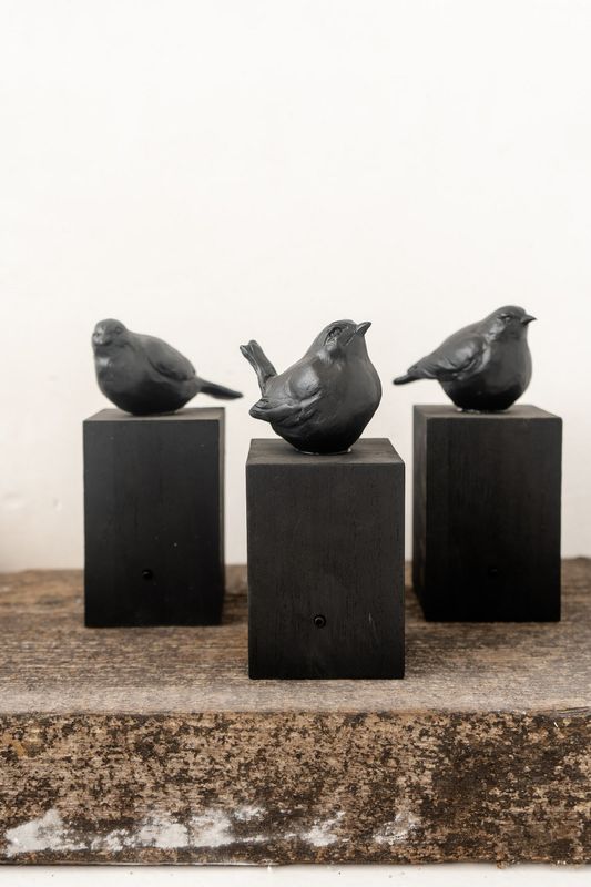 Decoratief Vogelbeeld met Bewegingssensor – Zwart