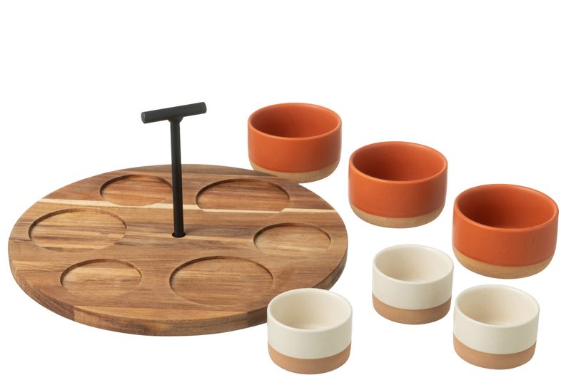 Tapasservies 6 Sets + Schaal In Doos Oranje/Wit
