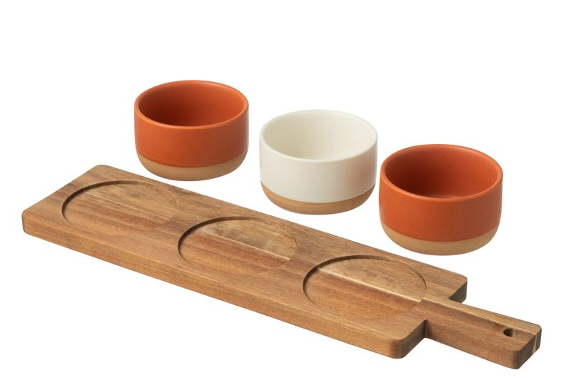Tapasservies 3 Sets + Schaal In Doos Oranje/Wit