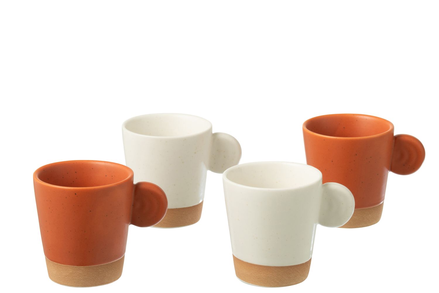 Doos 4 Koffietassen Met Oor Keramiek Oranje/Wit