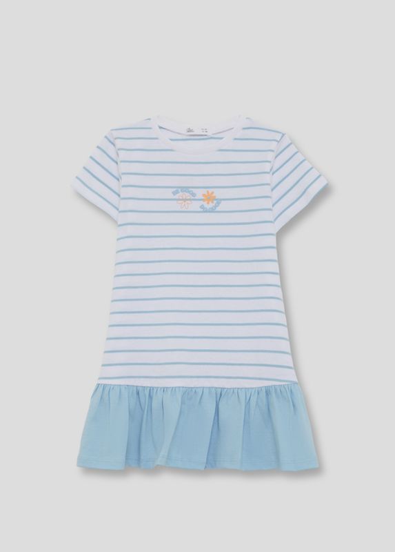 Zomer jurkje - Wit-lichtblauw
