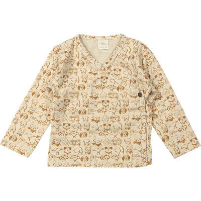 Noa overslagtop in off-white slub jersey met hondjesprint, zachte en comfortabele baby top.