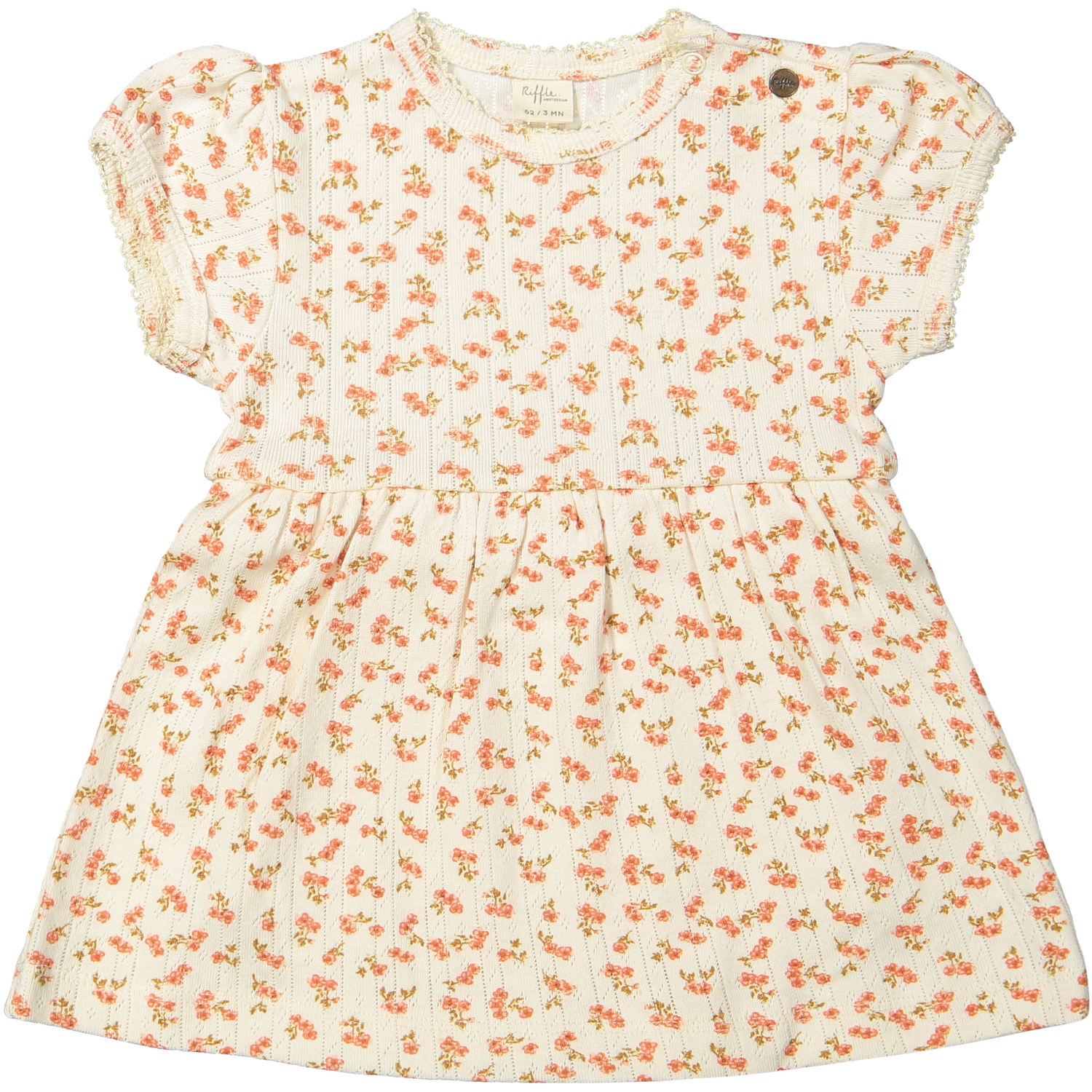 Abigail jurk – bloesem Abigail bodyjurk met bloesemprint in pointelle katoen, zachte en comfortabele baby bodyjurk.