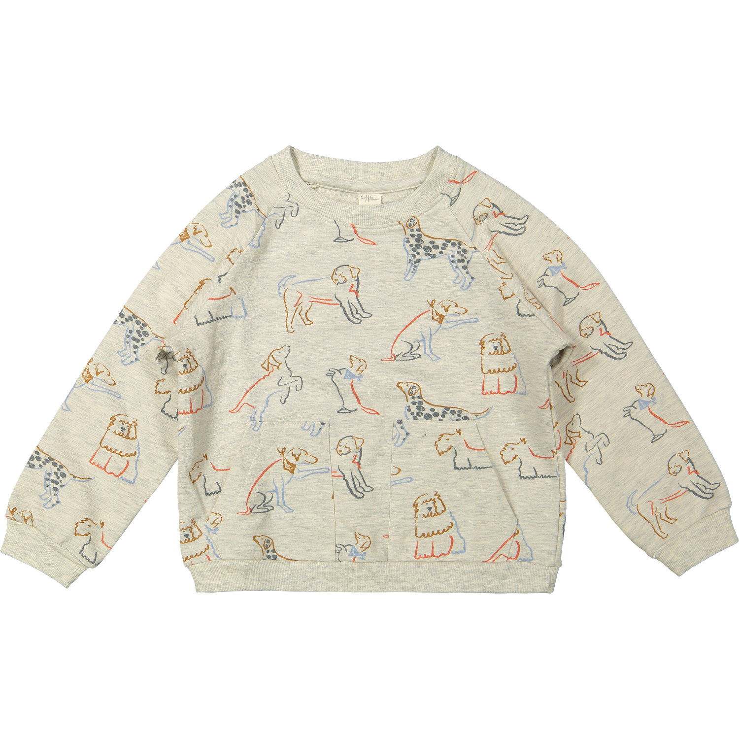 Zachte sweater in off-white French knit met vrolijke hondenprint