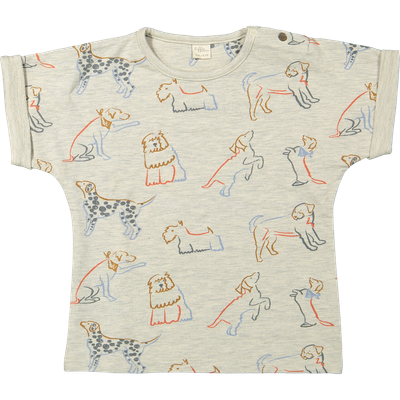 T-shirt Juul – melange off white met hondenprint T-shirt Juul – melange off white met hondenprint