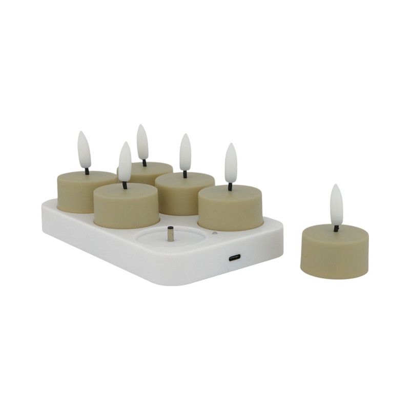 LED Kaars Tealight Set 6 LED Beige LED Kaars Tealight Set 6 LED Beige