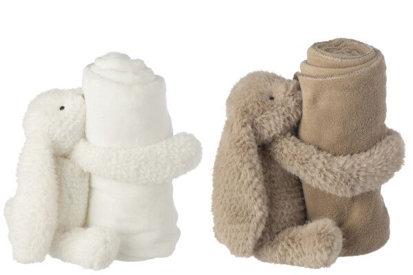 Konijn + Deken Polyester Wit/Beige