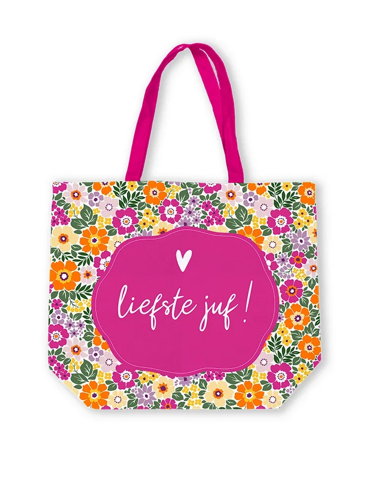 Tas met zomer bloemen - Liefste juf