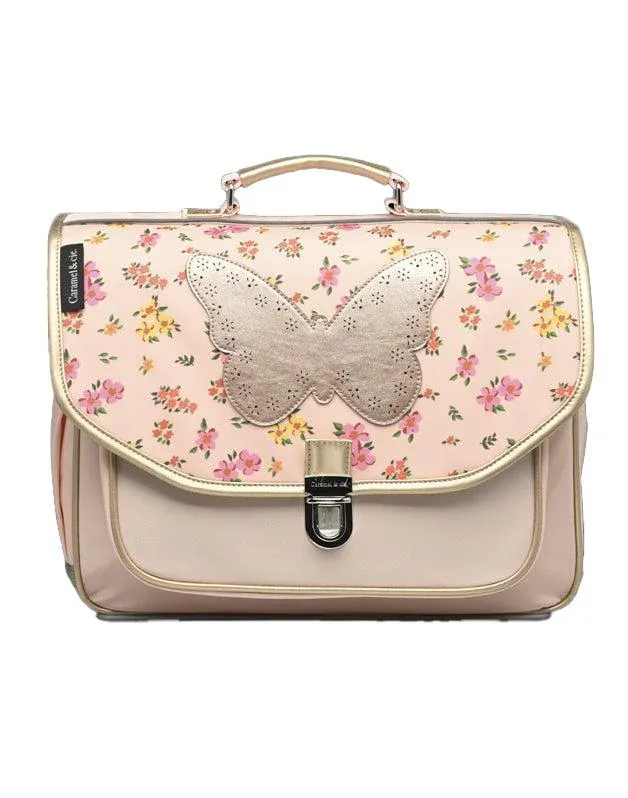 Middelgrote schooltas met Liberty vlinders-Roze