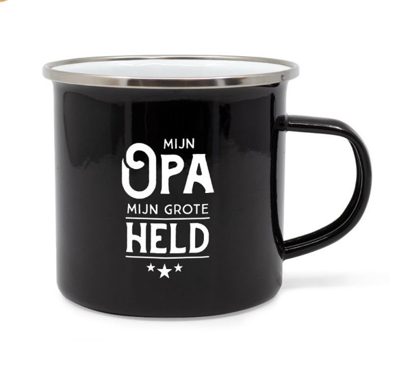 Emaille mok - Opa mijn grote held