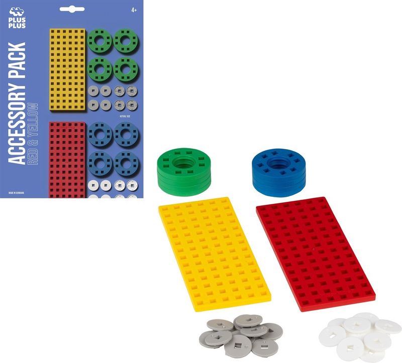 Bouwplaat geel/rood klein en wielen - 24 Pcs