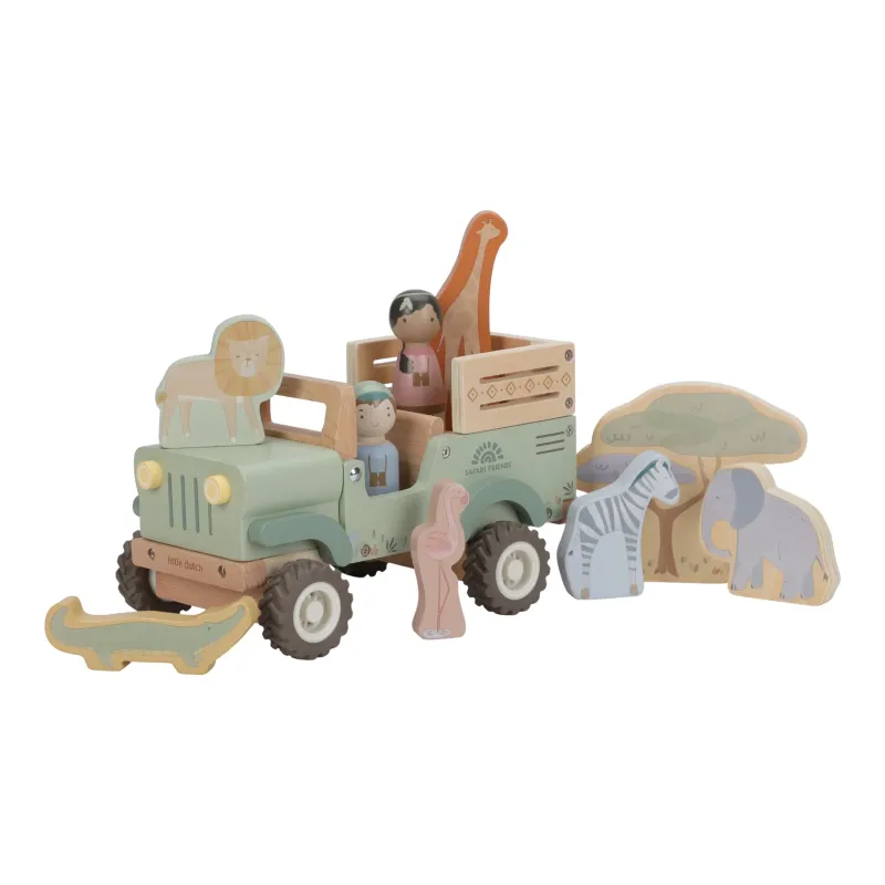 Houten Safari auto met dieren - Safari Friends
