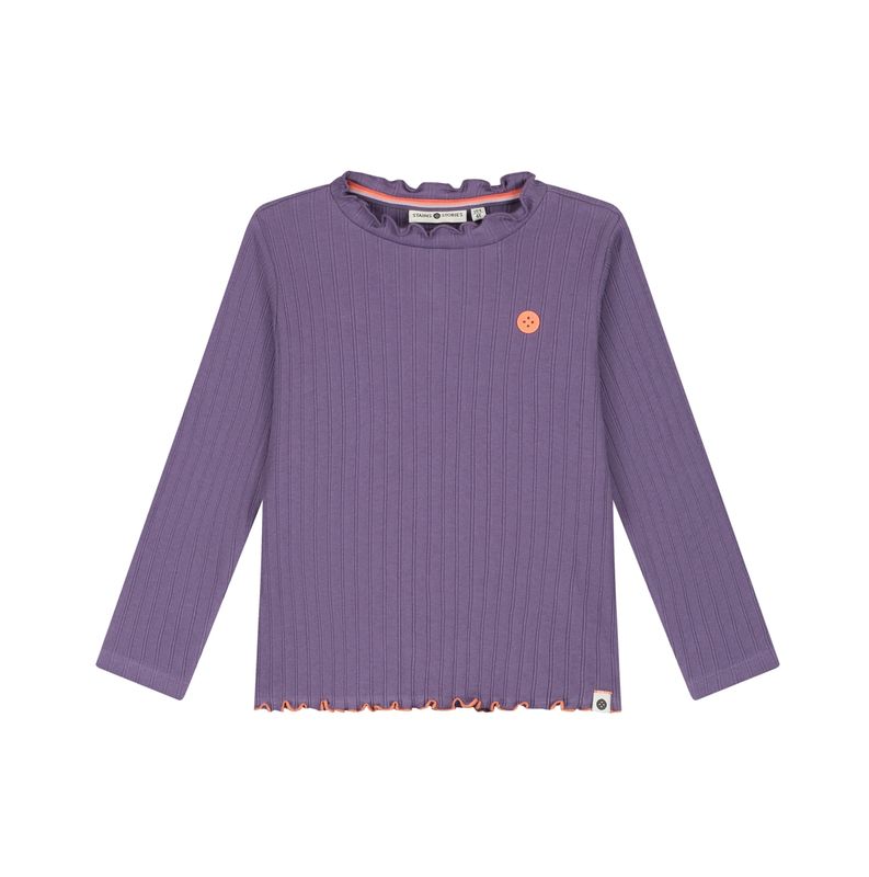 Geribd T-shirt met lange mouwen – Paars