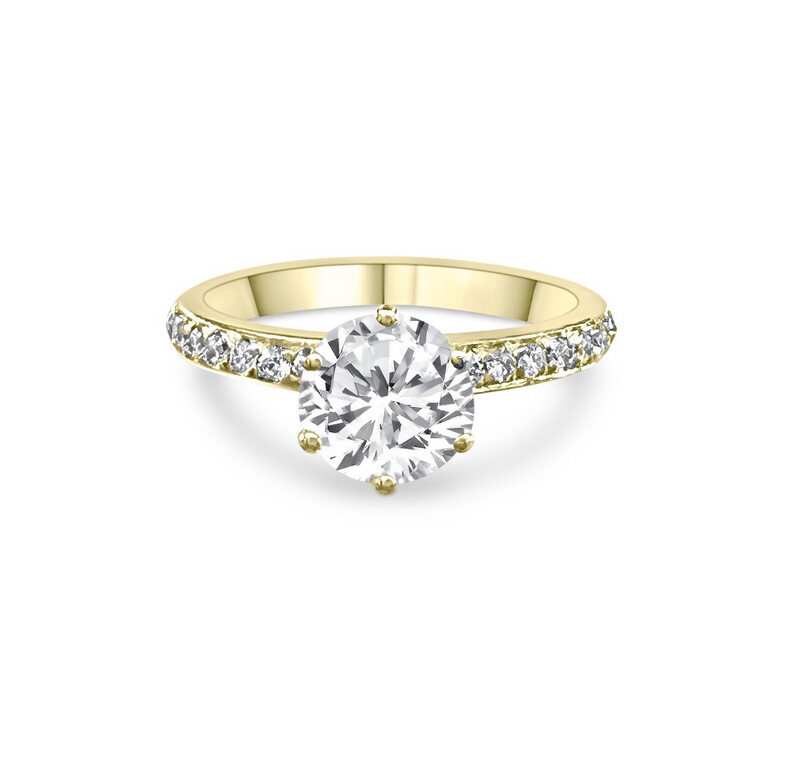 6 PRONGS SOLITAIRE RING PAVÉ 1ct