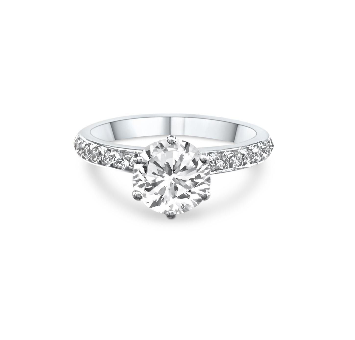 6 PRONGS SOLITAIRE RING PAVÉ 1ct