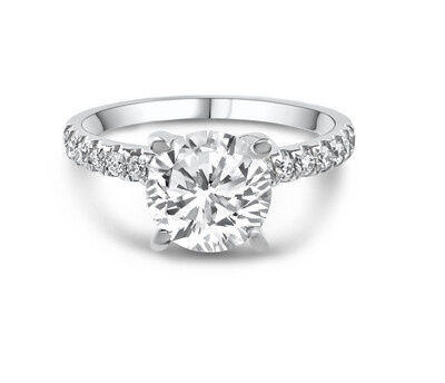 4 PRONGS SOLITAIRE RING PAVÉ