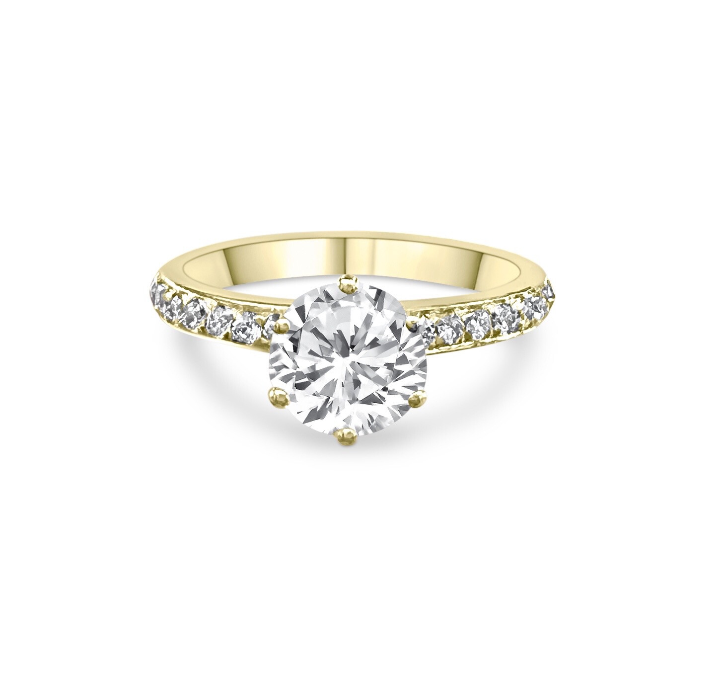 6 PRONGS SOLITAIRE RING PAVÉ 2CT