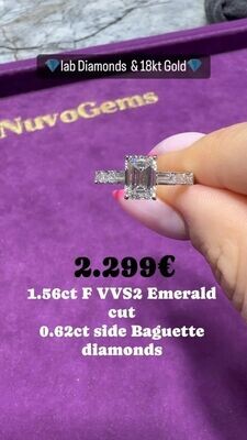 1.5ct Emerald Cut with side Baguettes
