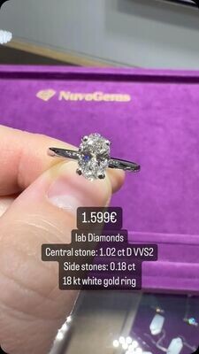 Oval Classic Ring 1CT Central Hidden Halo