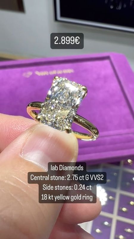 2.75ct Radiant Cut Ring Pave (color F-G)