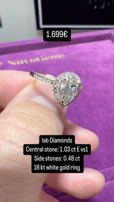 Pear Halo 1.00ct Central