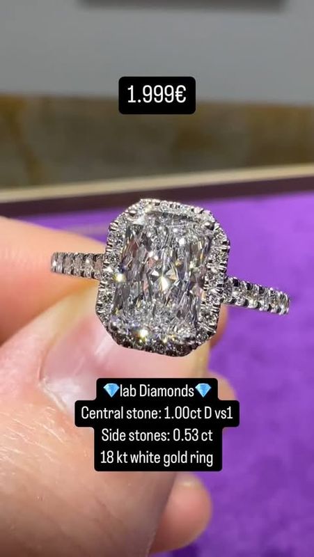 Radiant Halo Pavé Ring 1ct Central