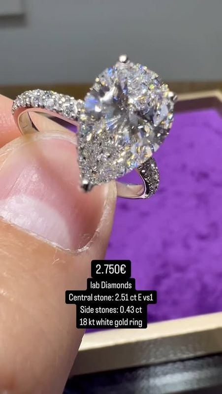 Pear Shape Pave Ring 2.5ct