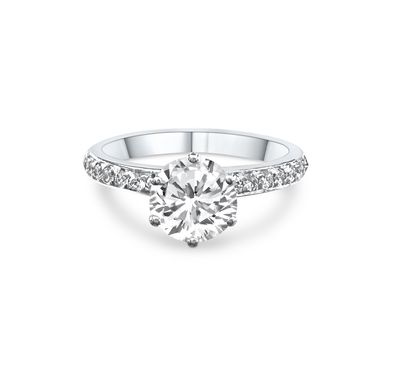 6 PRONGS SOLITAIRE RING PAVÉ 1ct